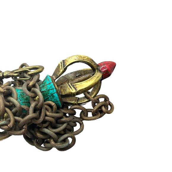 Tibetan Buddhism Dorje Phurpa Pestle Vajra Talismans FaQi Brass Red Turquoise - Picture 10 of 15